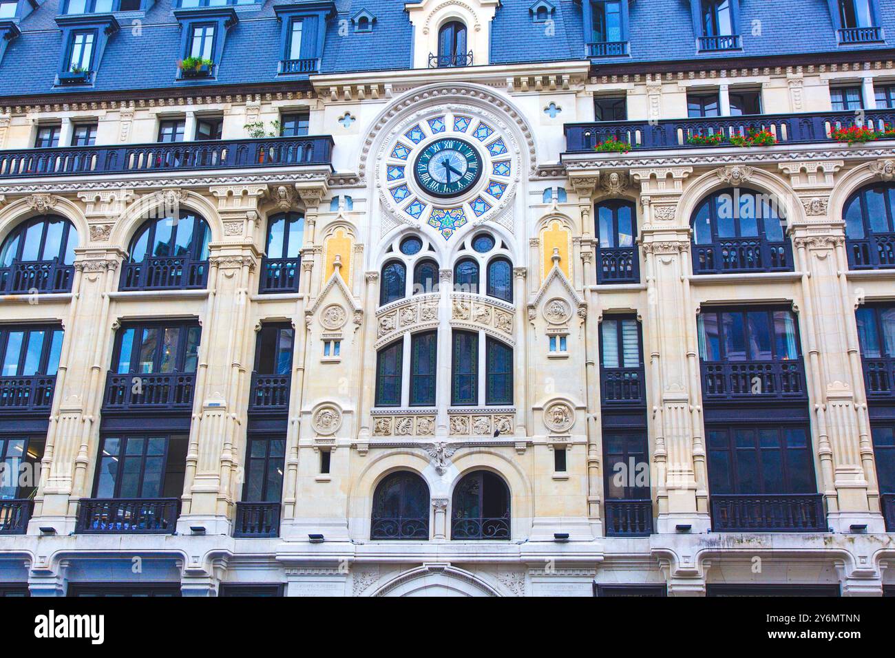 France, ile-de-France, Paris, Rue Reaumur, mélange d'Art Nouveau et d'Art néo-gothique Banque D'Images