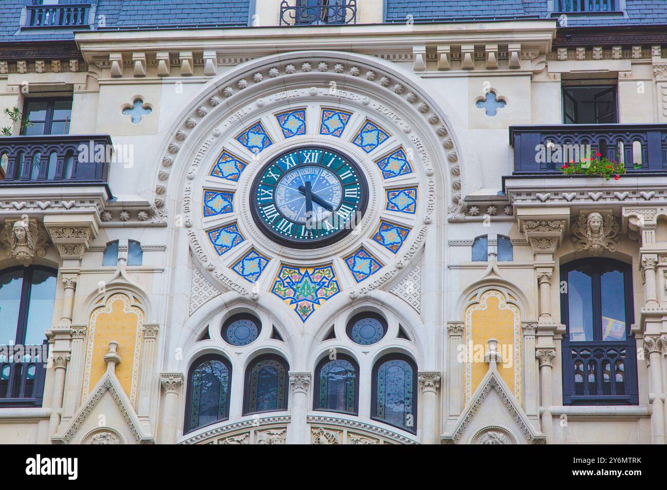 France, ile-de-France, Paris, Rue Reaumur, mélange d'Art Nouveau et d'Art néo-gothique Banque D'Images