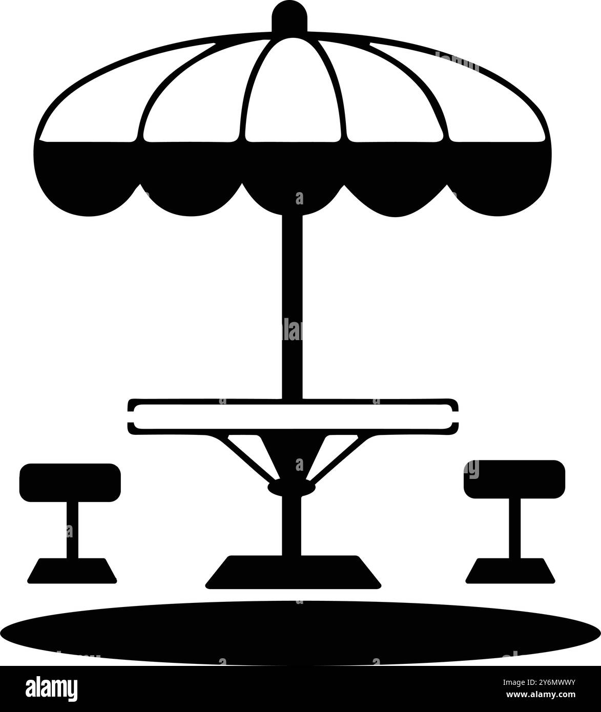 Chaise, table, parasol, café, icône de terrasse de café Illustration de Vecteur