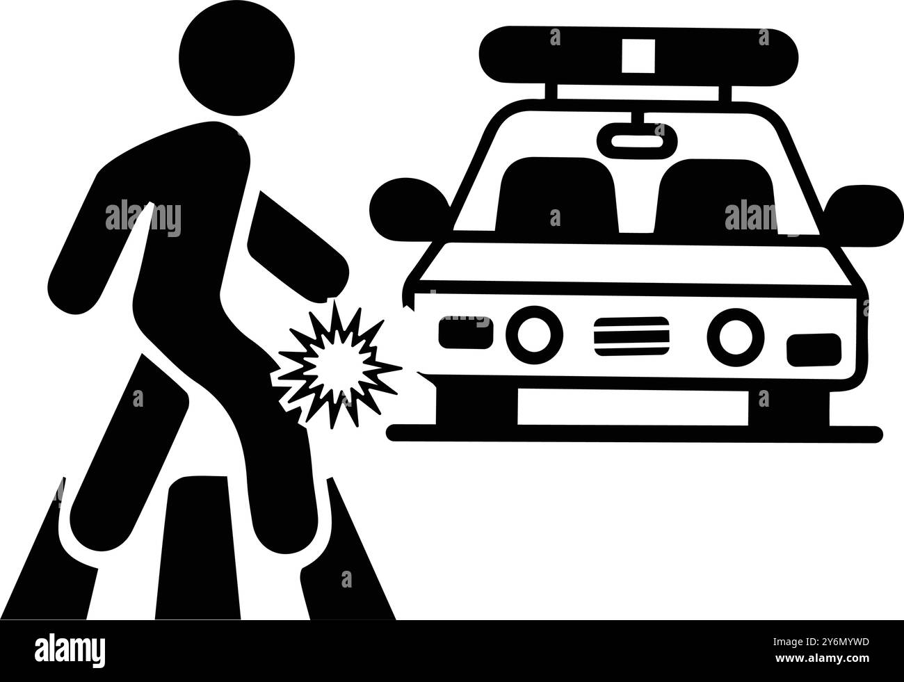 voiture, accident, homme, voiture abattre une icône de piéton Illustration de Vecteur