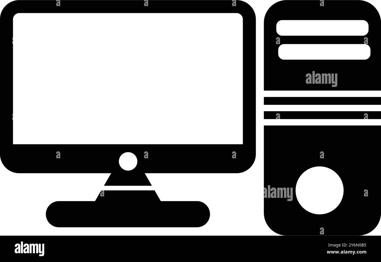 ordinateur, pc, bureau, cpu, moniteur, icône de bureau de l'ordinateur Illustration de Vecteur