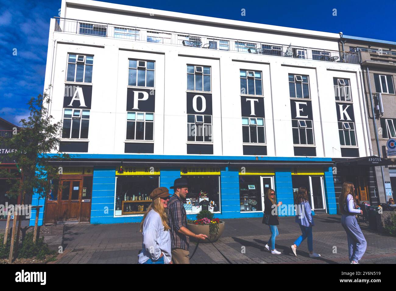 Islande, région nord, Akureyri, pharmacie, dans la rue piétonne du centre-ville Banque D'Images