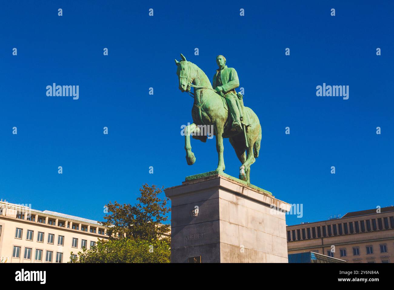 Belgique, Bruxelles, statue équestre d'Albert Ier Banque D'Images