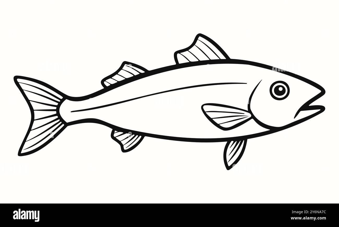 Icône de ligne de poisson. Simple signe de saumon ou de maquereau isolé sur fond. Illustration vectorielle pour logo, web, application mobile Illustration de Vecteur