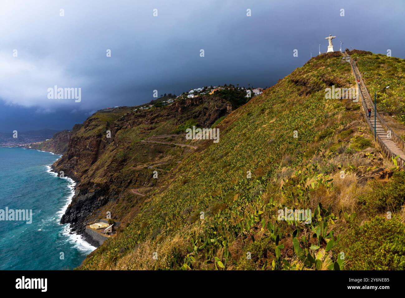 Portugal, Île de Madère, Canico, , statue du Christ Roi de Garajau Banque D'Images