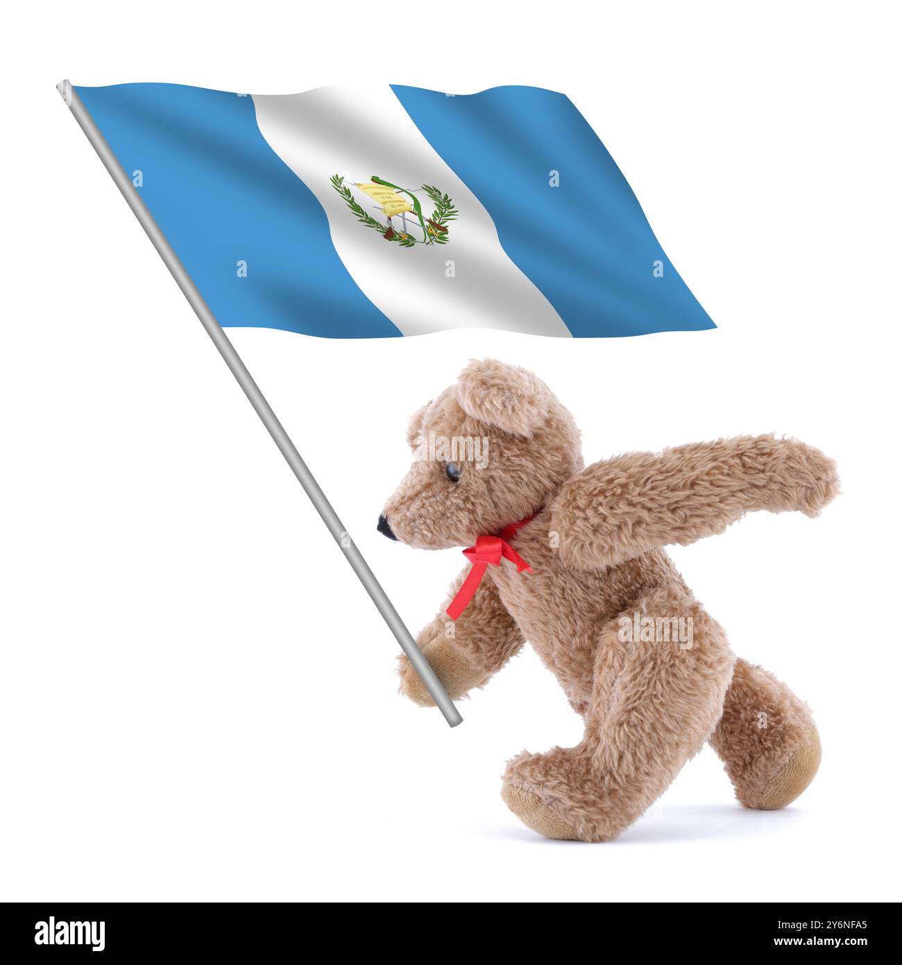 Drapeau guatémaltèque porté par un ours en peluche mignon Banque D'Images