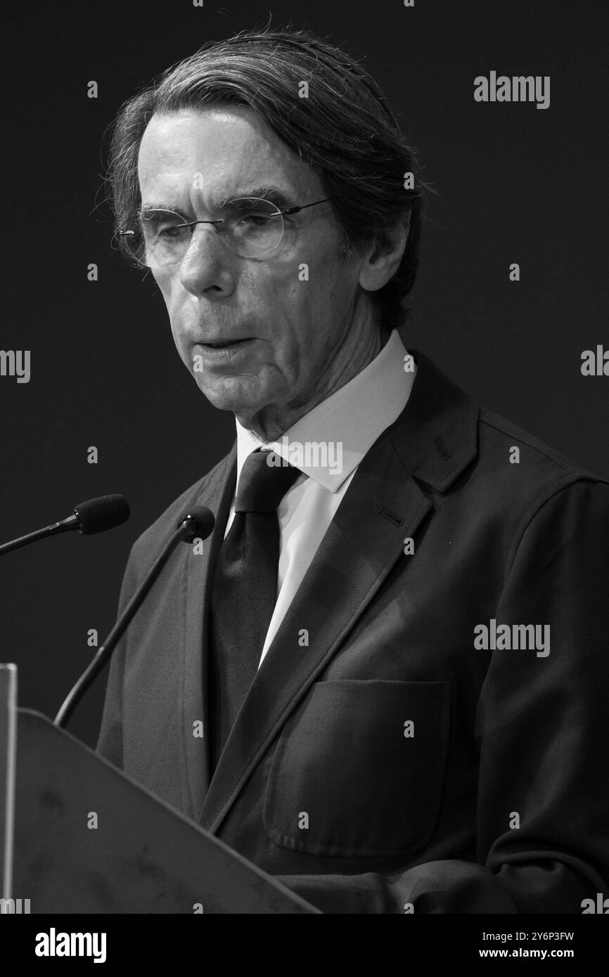 Madrid, Espagne. 26 septembre 2024. Ancien premier ministre Jose Maria Aznar lors du Campus 2024 du FAES à l'Hôtel petit Palace Savoy Alfonso XII le 26 2024 septembre à Madrid Espagne crédit : Sipa USA/Alamy Live News Banque D'Images