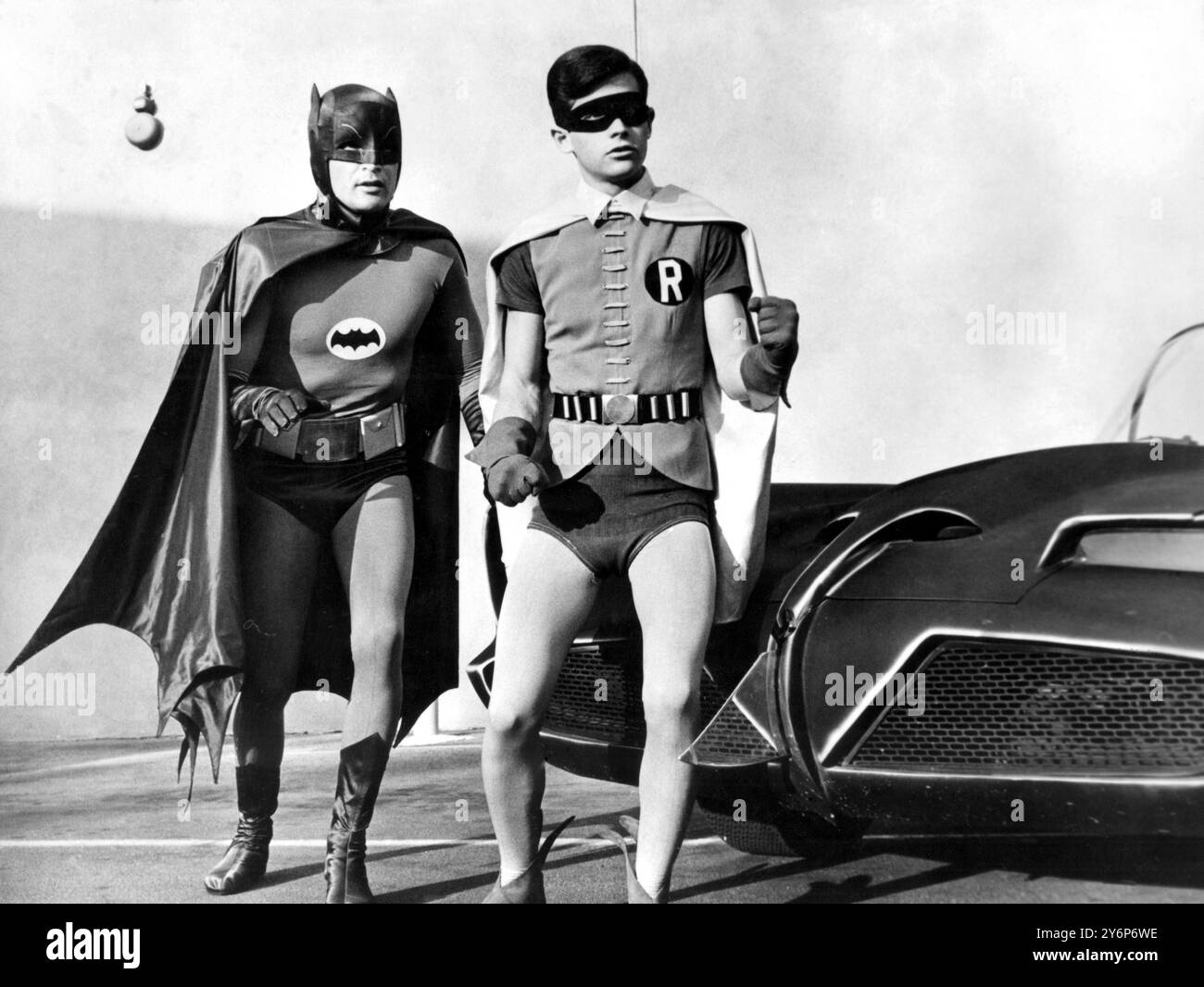 Batman série télévisée des années soixante. Adam West dans le rôle de Batman et Burt Ward dans celui de Robin 1966 Banque D'Images