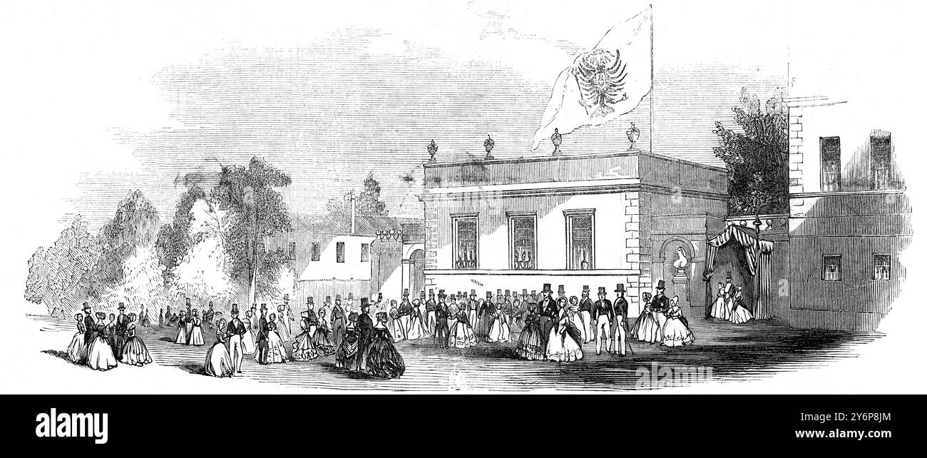 Visite officielle du tsar Nicolas Ier de Russie en Grande-Bretagne, 1844. L'extérieur du salon d'été à Chiswick House, maison du duc de Devonshire Banque D'Images