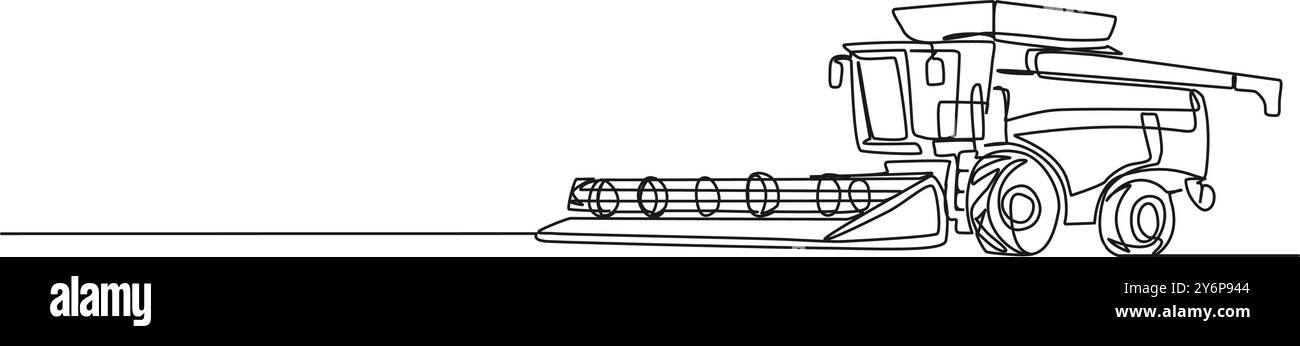 dessin unifilaire continu de la moissonneuse-batteuse, illustration vectorielle de dessin au trait Illustration de Vecteur