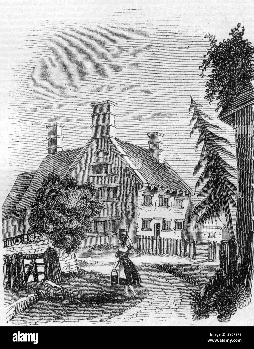 Woolsthorpe Manor House. La Bithplace de Sir Isaac Newton. 11 février 1843 Banque D'Images