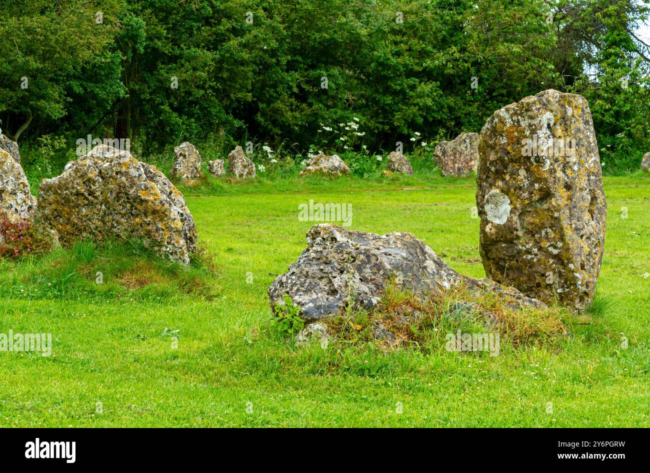 Les King's Men, un cercle de pierre construit à la fin du néolithique ou au début de l'âge du bronze, fait partie des Rollright Stones dans l'Oxfordshire au Royaume-Uni Banque D'Images