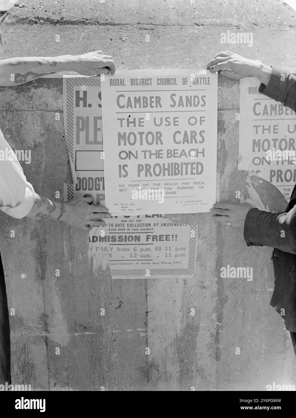Affiche de Camber Sands . 4 juin 1947 Banque D'Images