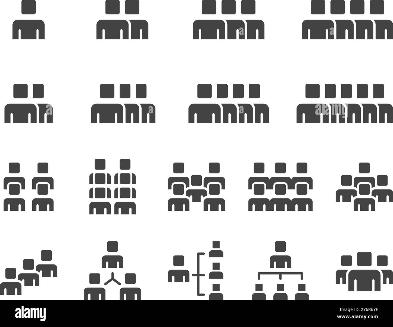 ensemble d'icônes solides de personnes et de groupe, vecteur et illustration Illustration de Vecteur