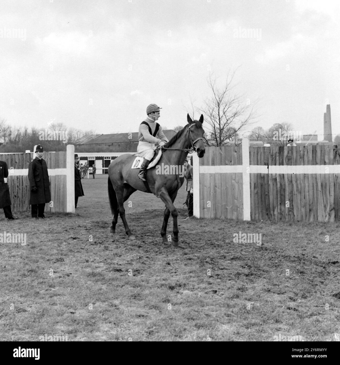 COURSE DE CHEVAUX CONNIE 2 AVEC J GUEST UP 28 FÉVRIER 1962 Banque D'Images