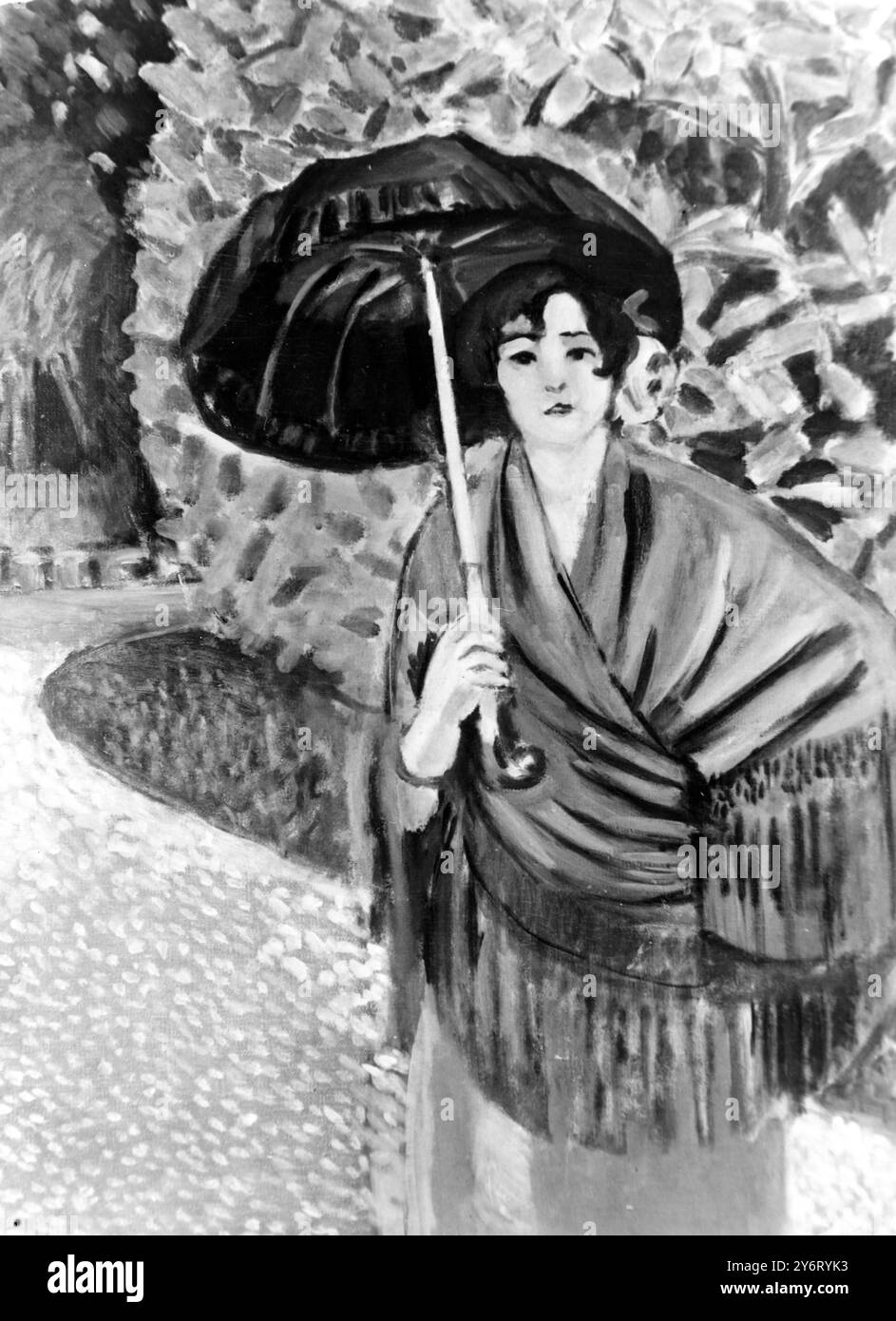 FEMME AU PARASOL - PEINTURE DE HENRI MATISSE 5 FÉVRIER 1962 Banque D'Images