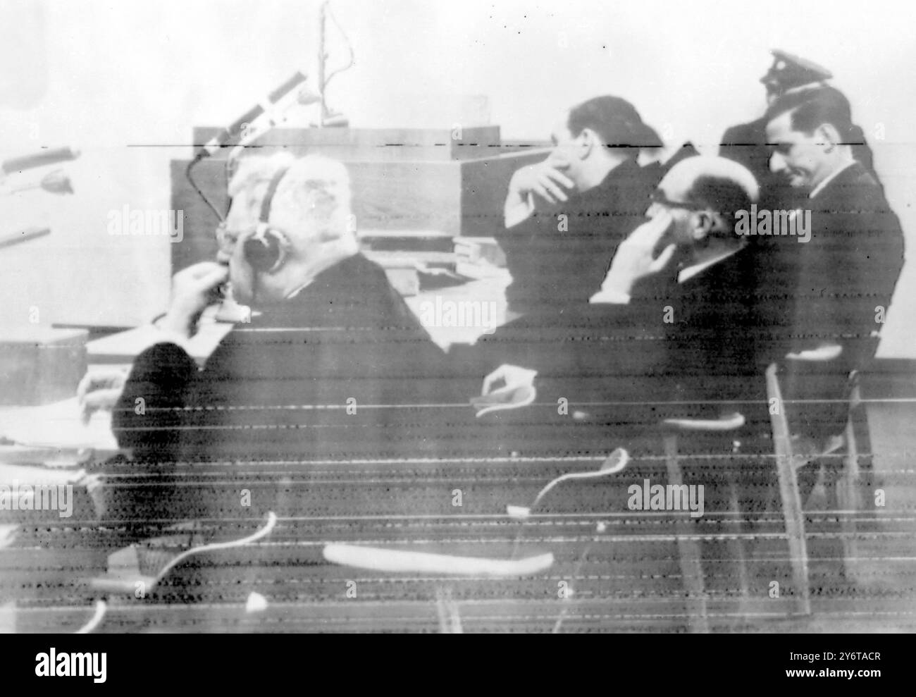 GIDEON HAUSNER ET ROBERT SERVATIUS AU PROCÈS EICHMANN À JÉRUSALEM / 12 DÉCEMBRE 1961 Banque D'Images