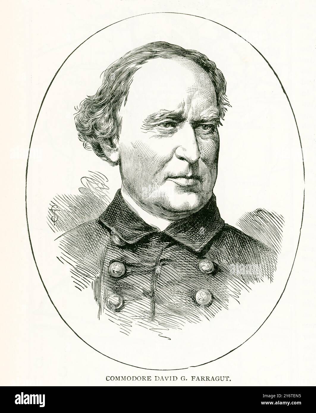 David Glasgow Farragut (mort en 1870) était un officier de drapeau de la Marine américaine pendant la guerre de Sécession.Il a été le premier amiral arrière, vice-amiral et amiral de la Marine des États-Unis. Banque D'Images