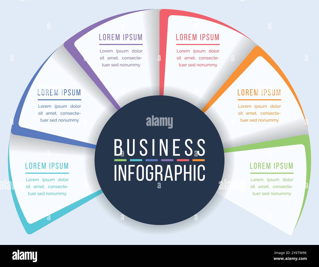 6 étapes cercle conception infographique 6 étapes, objets, éléments ou options modèle d'affaires infographique Illustration de Vecteur