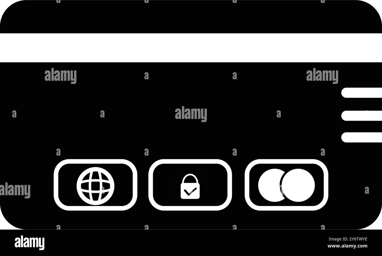 Carte, carte atm, paiement, carte bancaire, serrure, icône de carte sécurisée, de protection et sécurisée Illustration de Vecteur