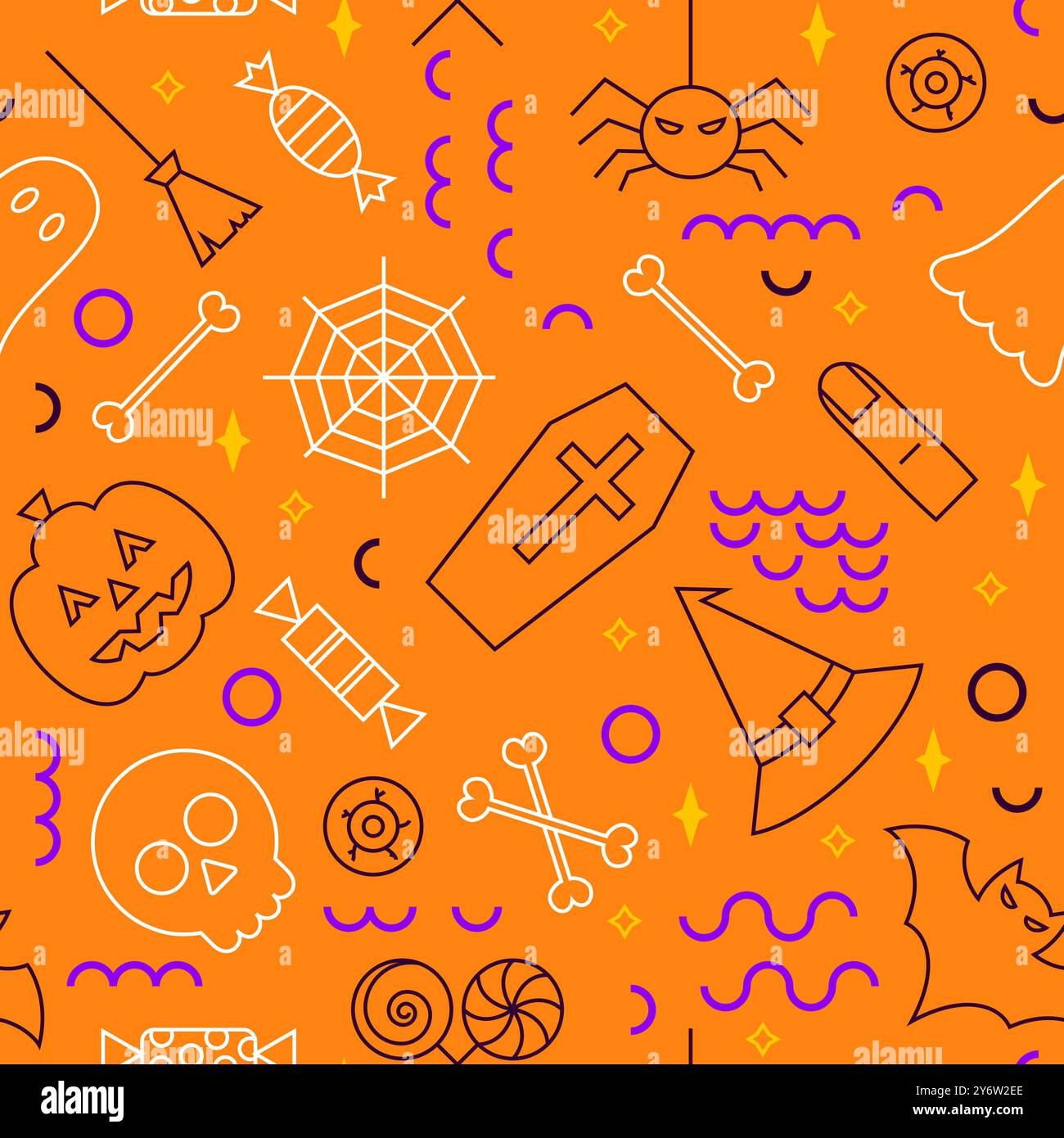 Motif sans couture de la ligne orange d'Halloween Illustration de Vecteur