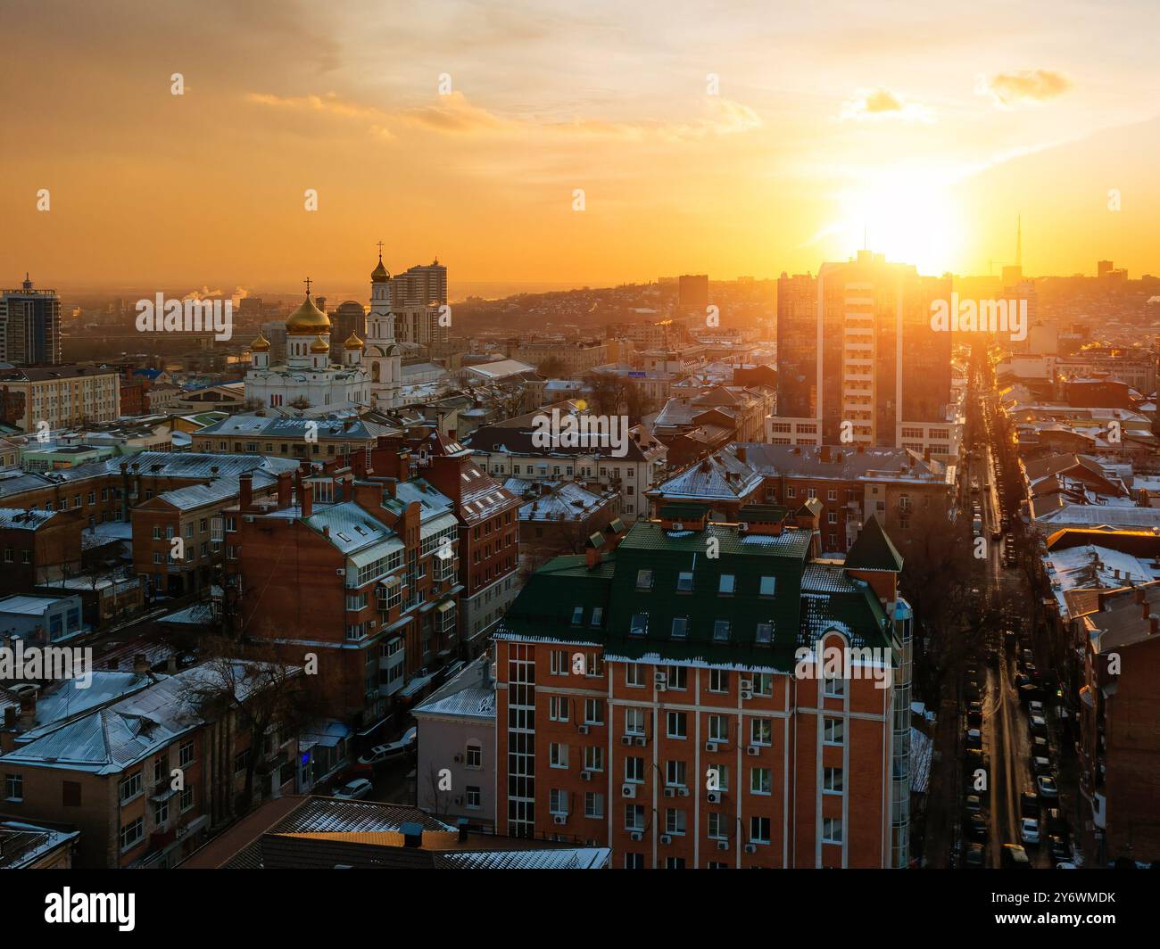 Vue aérienne du centre-ville historique de Rostov-sur-le-Don. Banque D'Images