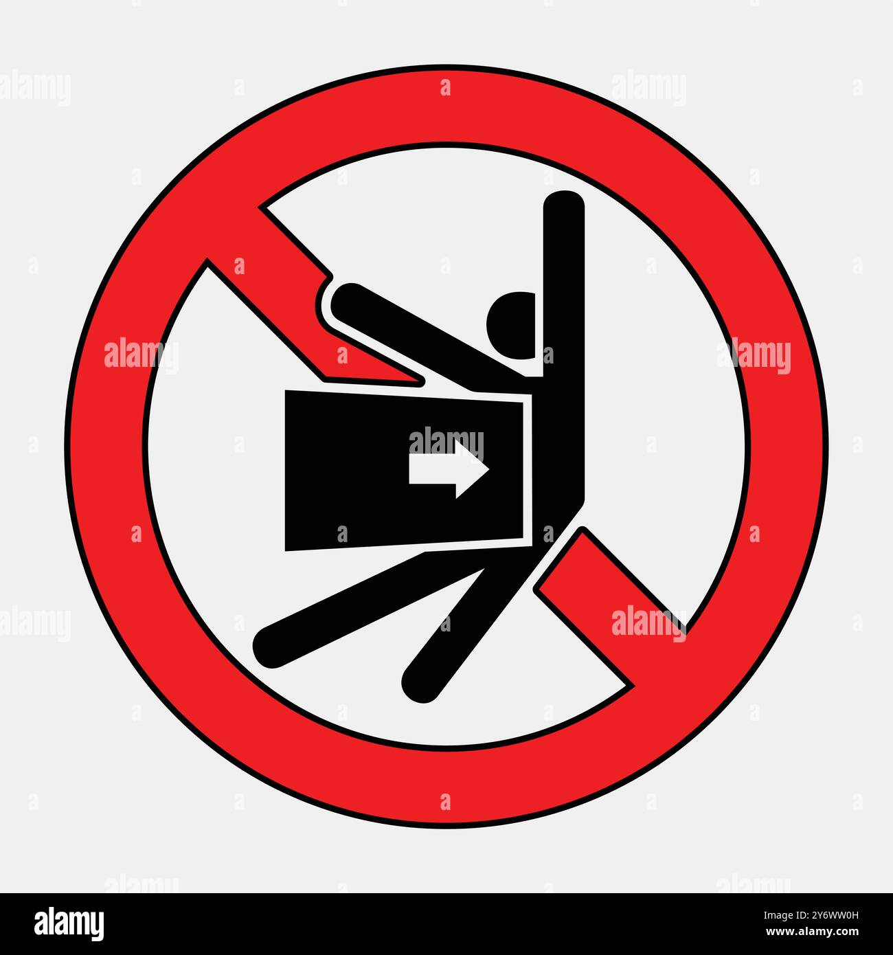 Ce graphique illustre un panneau d'interdiction indiquant une restriction de mouvement. Avec une figure stylisée et une flèche, il transmet un message fort abou Illustration de Vecteur