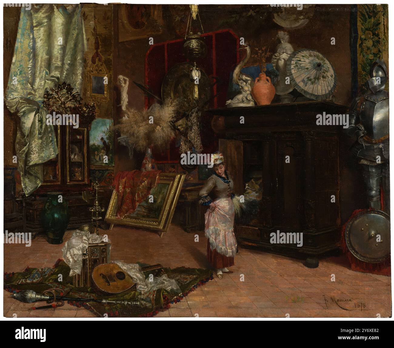 Francisco Masriera y Manovens / 'The Painter's Studio'. 1878. Huile sur panneau. Musée : Museo del Prado, Madrid, España. AUTEUR : FRANCISCO MASRIERA Y MANOVENS. Banque D'Images