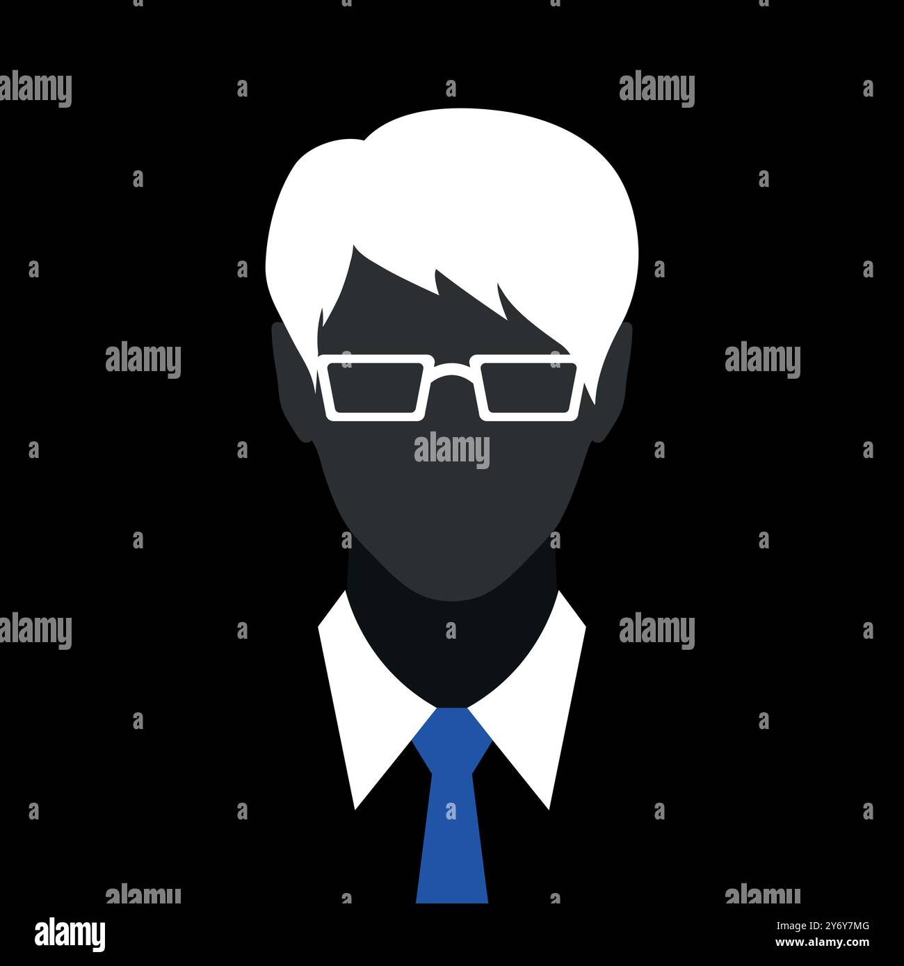 Silhouette abstraite d'homme sans visage dans une cravate et des lunettes. Emblème d'avatar de silhouette masculine sombre. Illustration vectorielle Illustration de Vecteur