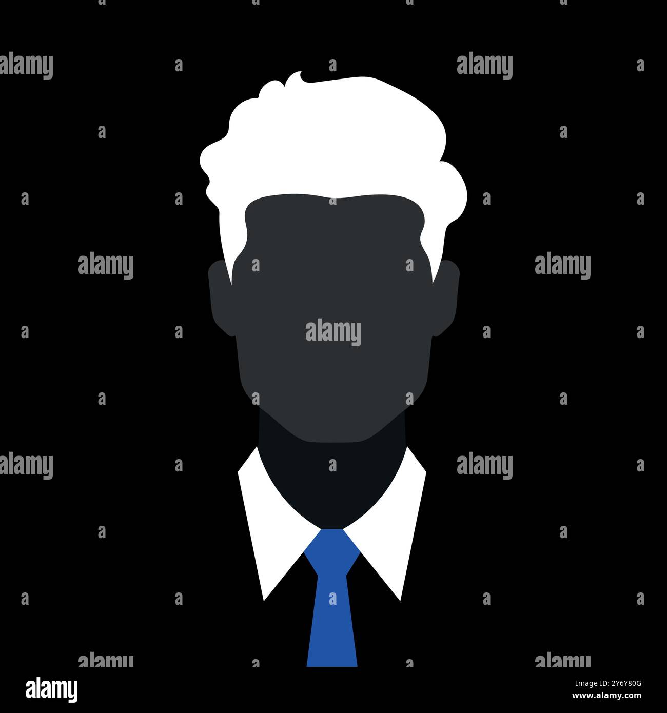 Silhouette abstraite de jeune homme sans visage en cravate bleue. Emblème d'avatar de silhouette masculine sombre. Illustration vectorielle Illustration de Vecteur