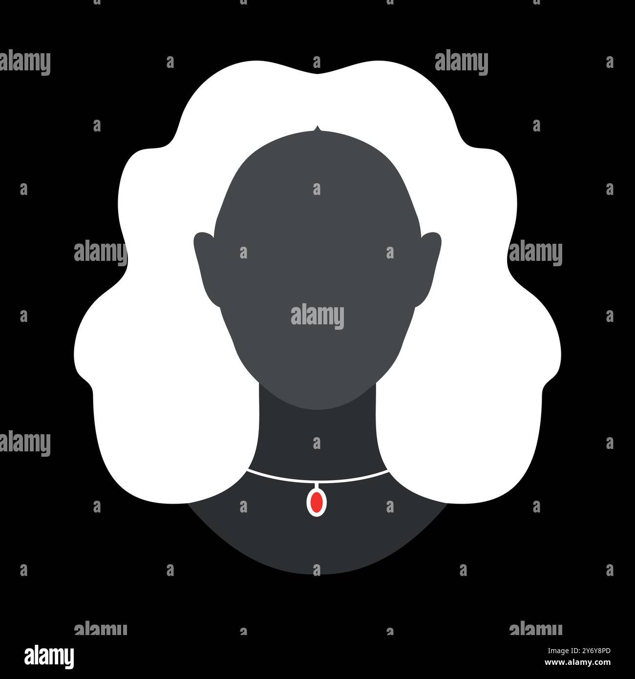 Silhouette abstraite de femme sans visage en collier rouge. Emblème d'avatar de silhouette féminine sombre. Illustration vectorielle Illustration de Vecteur