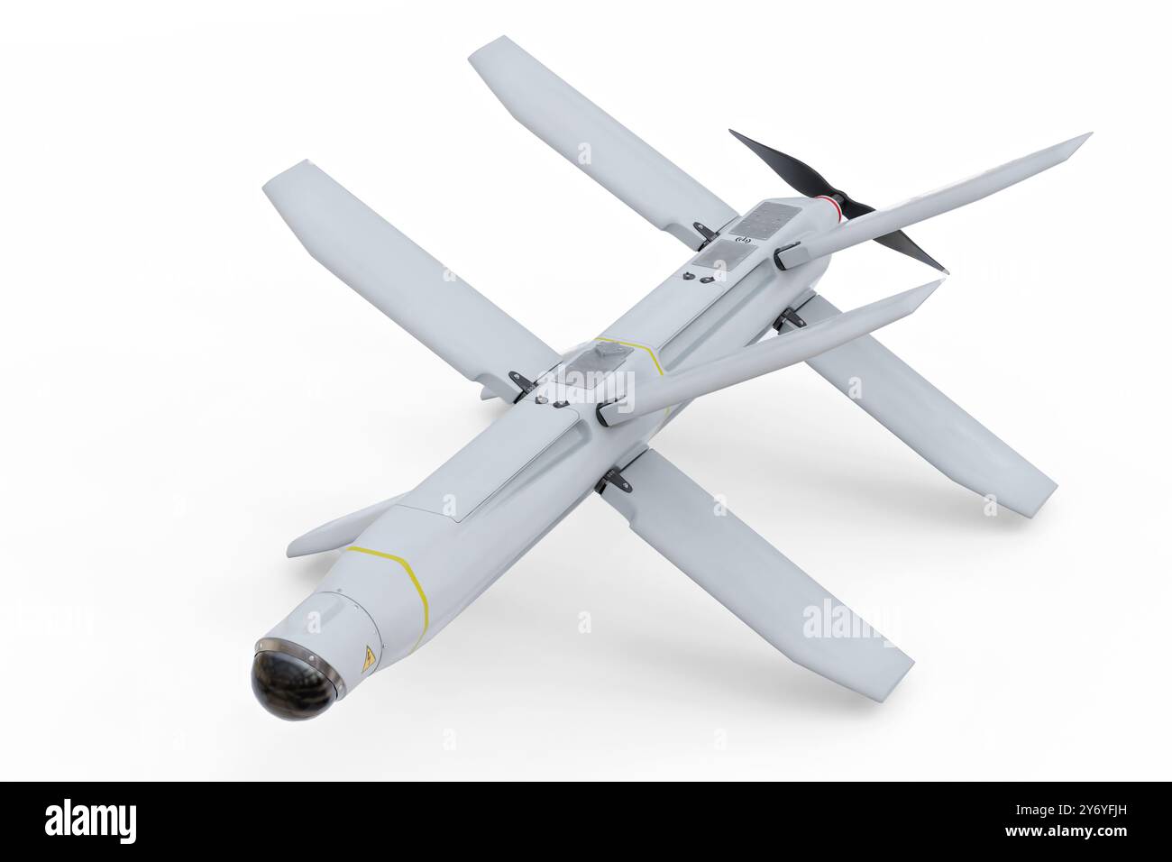 Lance de drone russe de munitions loitering avec ailes pliantes - rendu 3D. Banque D'Images