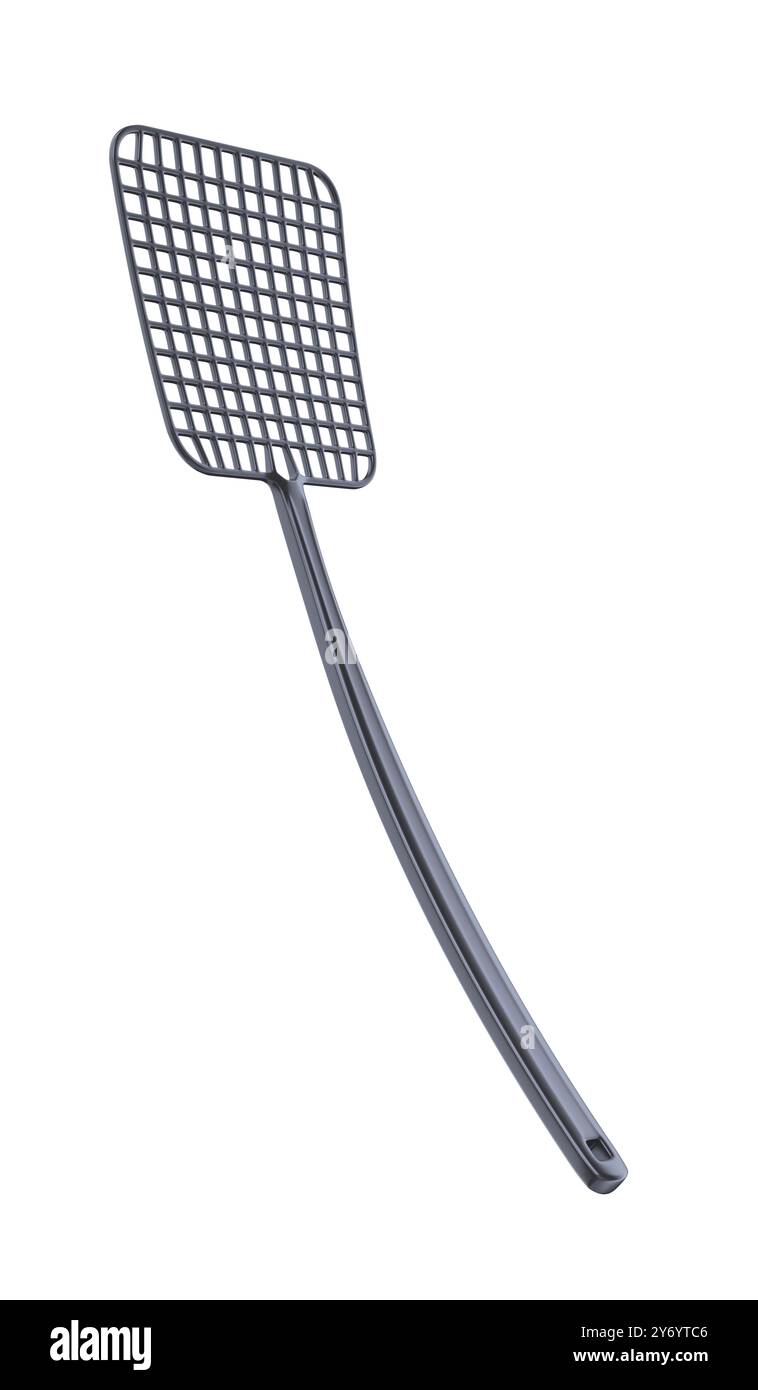 Swatter de mouche en plastique sur fond blanc Banque D'Images