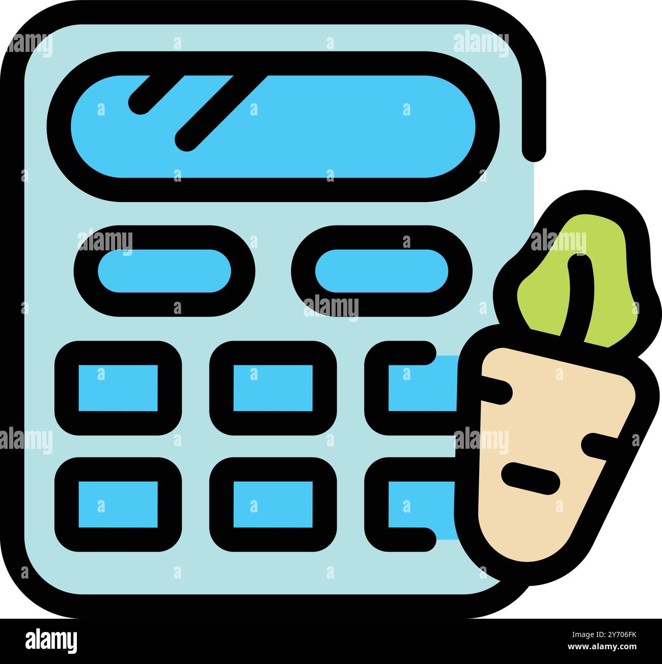 Calculatrice montrant les coûts de la croissance des carottes, icône dans le style de contour rempli Illustration de Vecteur