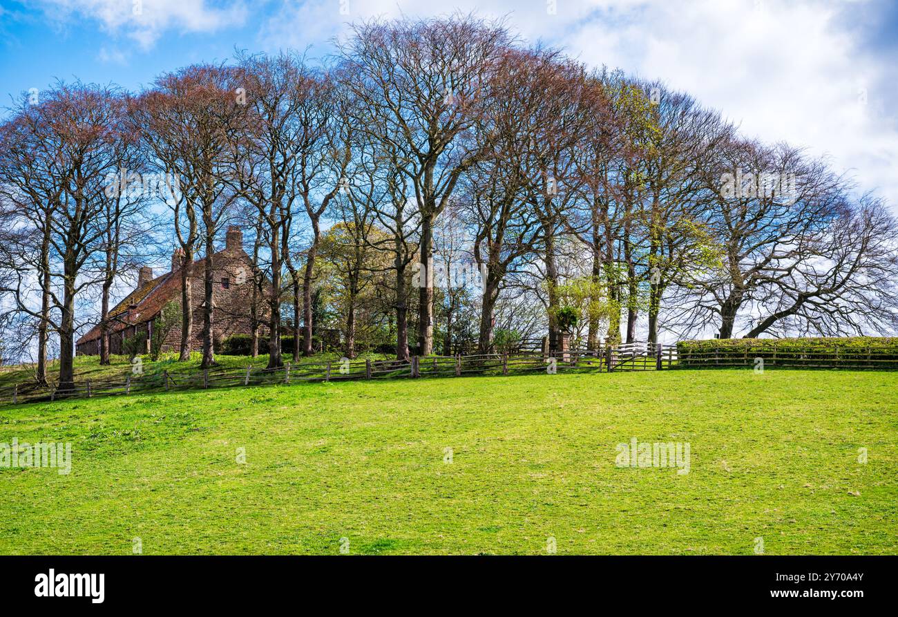 Pockerley Old Hall et les jardins sont la pièce maîtresse du paysage du début du XIXe siècle au Beamish Museum, comté de Durham, Royaume-Uni. Banque D'Images