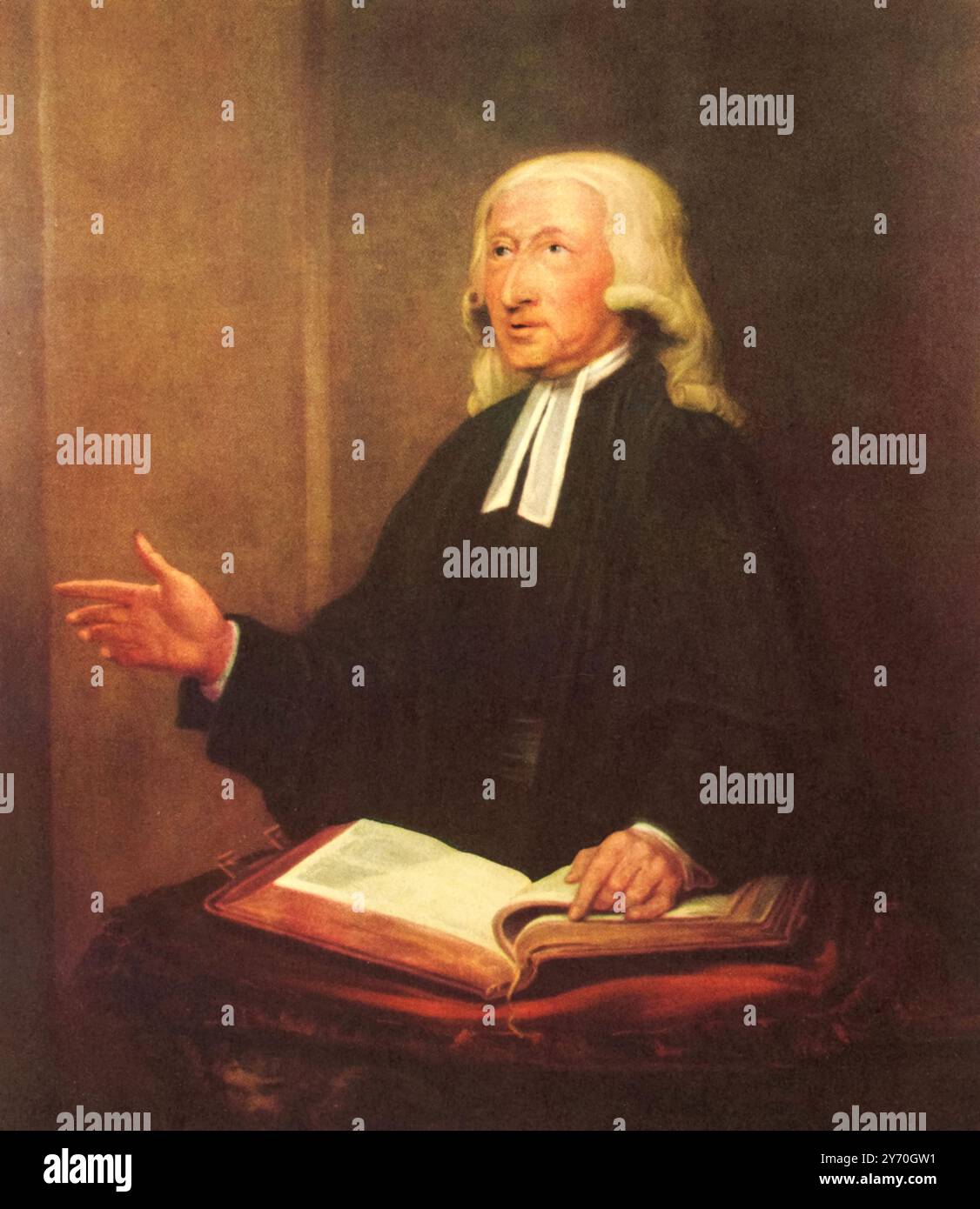 John Wesley, 1788 ans. William Hamilton (1751-1801). John Wesley (1703-1791), clerc anglais, théologien et évangéliste qui était un chef d'un mouvement de réveil au sein de l'Église d'Angleterre connu sous le nom de méthodisme. Banque D'Images