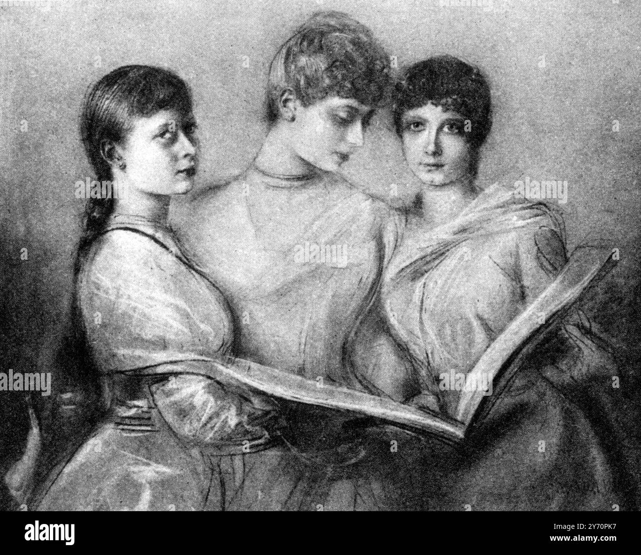 Héritage de la sœur de l'ex-Kaiser , anciennement princesse Victoria de Prusse , qui épousa pour la première fois le regretté prince Adolphe de Schaumbourg-Lippe , et il y a environ deux ans , un jeune réfugié russe nommé Alexandre Zoubkoff , pour être vendu pour payer les créanciers de Herr et Frau Zoubkoff . Une peinture de Franz von Lenback (1836-1904) des princesses Victoria , Sophie et Marguerite de Prusse . 5 octobre 1929 Banque D'Images