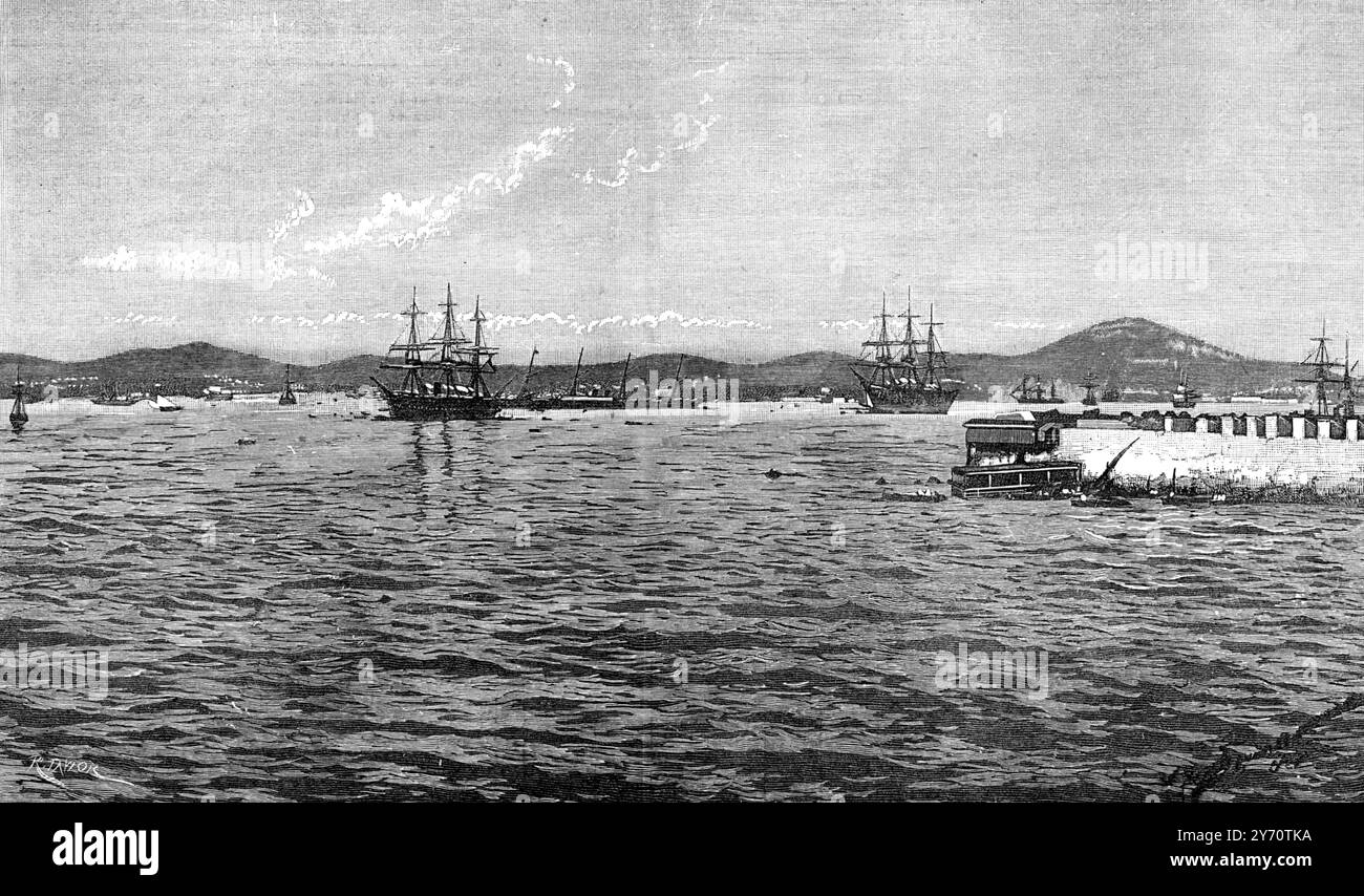 La rade dans le port de Toulon , France . 13 septembre 1884 Banque D'Images