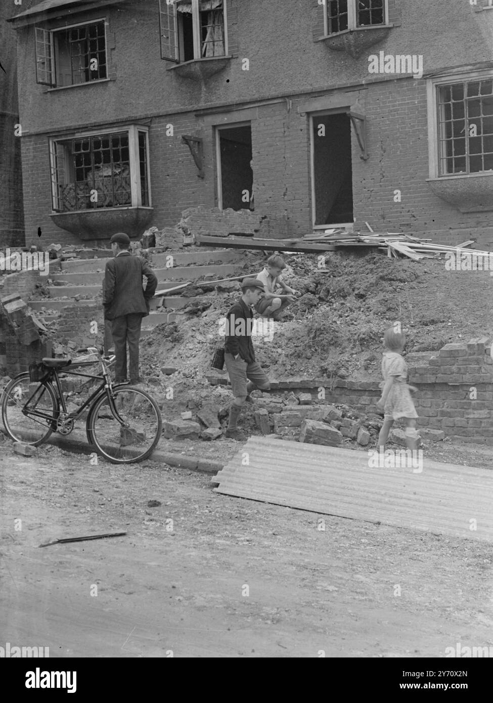 Dégâts aériens RAID. Flotte Nord . 1942 Banque D'Images