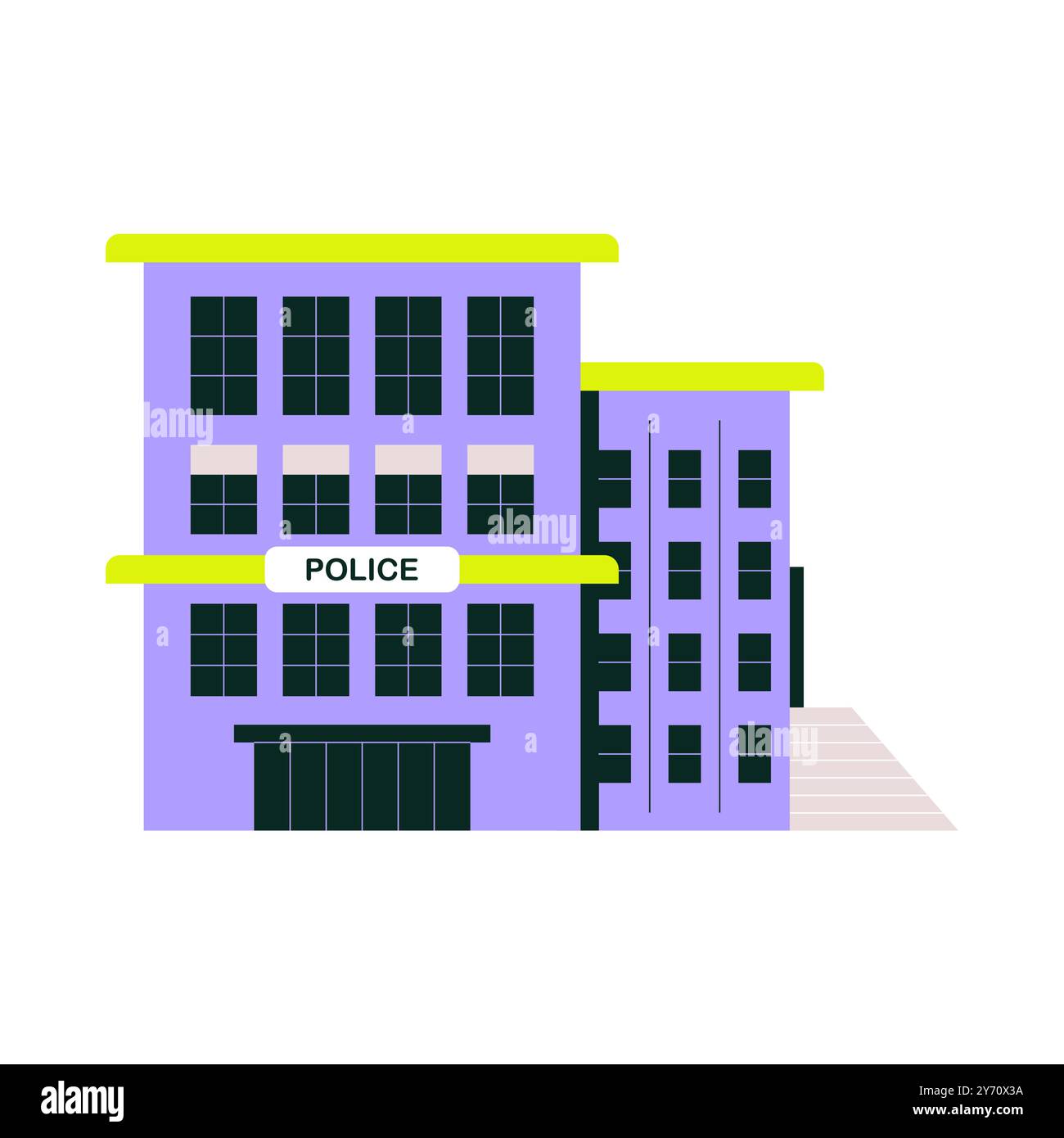 Bâtiment de poste de police dans l'illustration vectorielle plate représentant les services d'application de la loi, isolé sur fond blanc Illustration de Vecteur