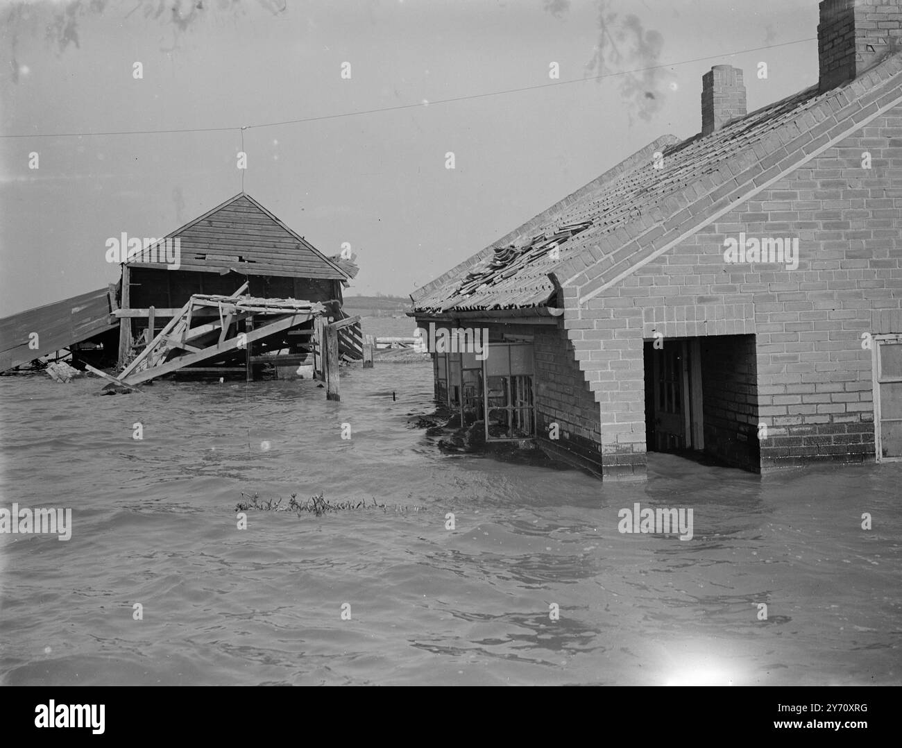 Inondations - Ely 22 avril 1947 Banque D'Images