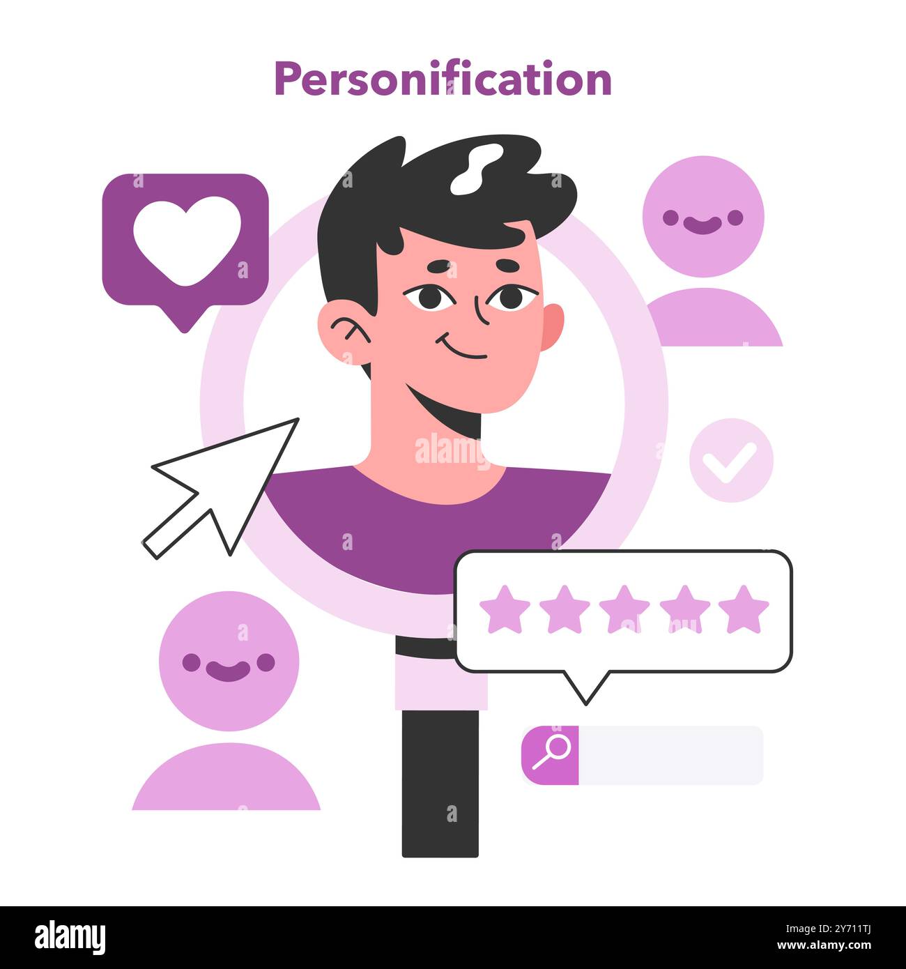 Personnalisation en marketing. Expérience utilisateur personnalisée, paramètres logiciels, contenu et publicité. Plan de contenu et développement de campagnes marketing. Illustration vectorielle plate Illustration de Vecteur
