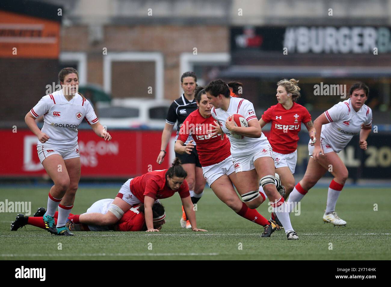Cindy Nelles du Canada femmes en action. Wales Women v Canada Women rugby, international d'automne au Cardiff Arms Park à Cardiff, novembre 2018.. pic by Banque D'Images