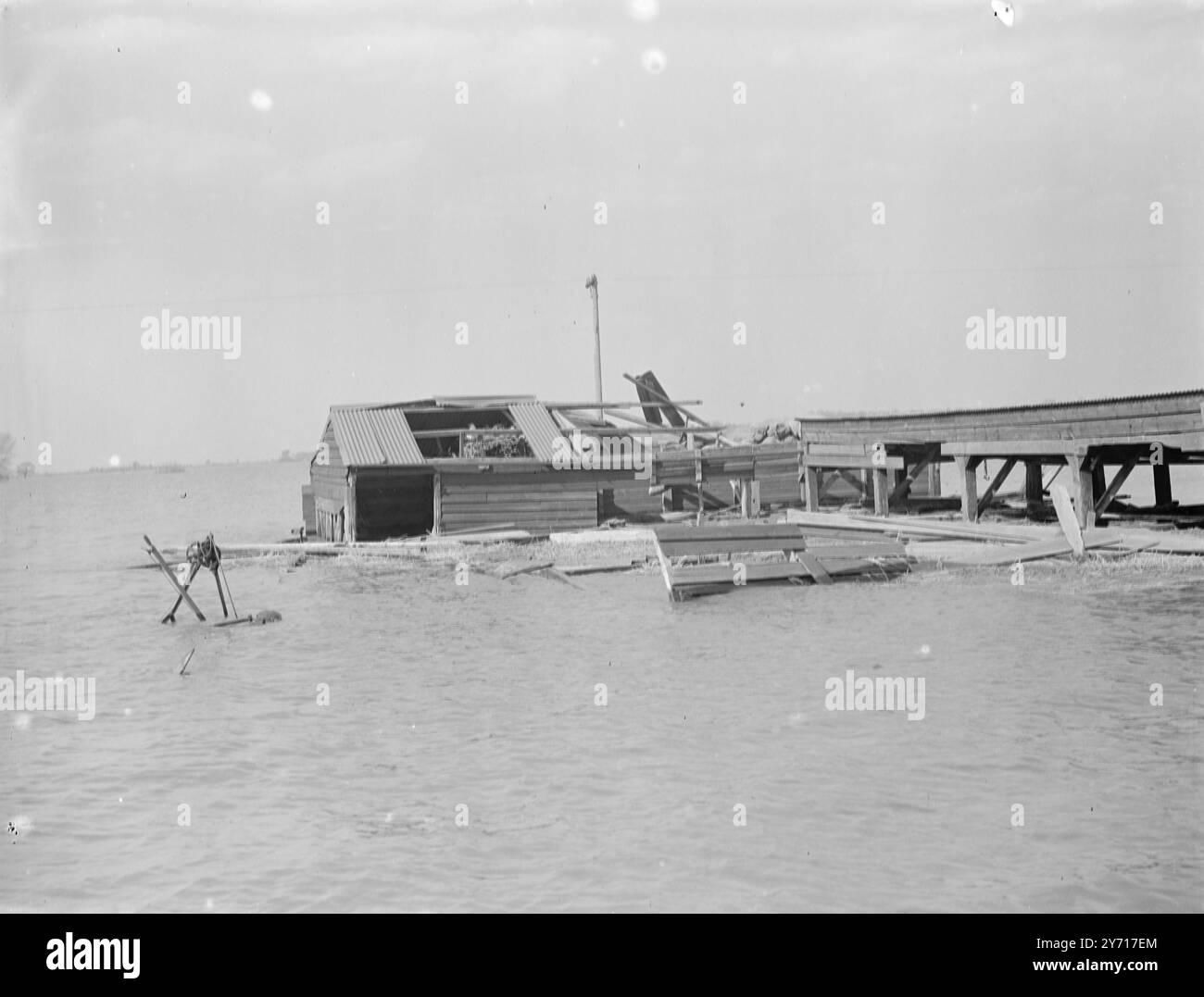 Inondations - Ely 22 avril 1947 Banque D'Images