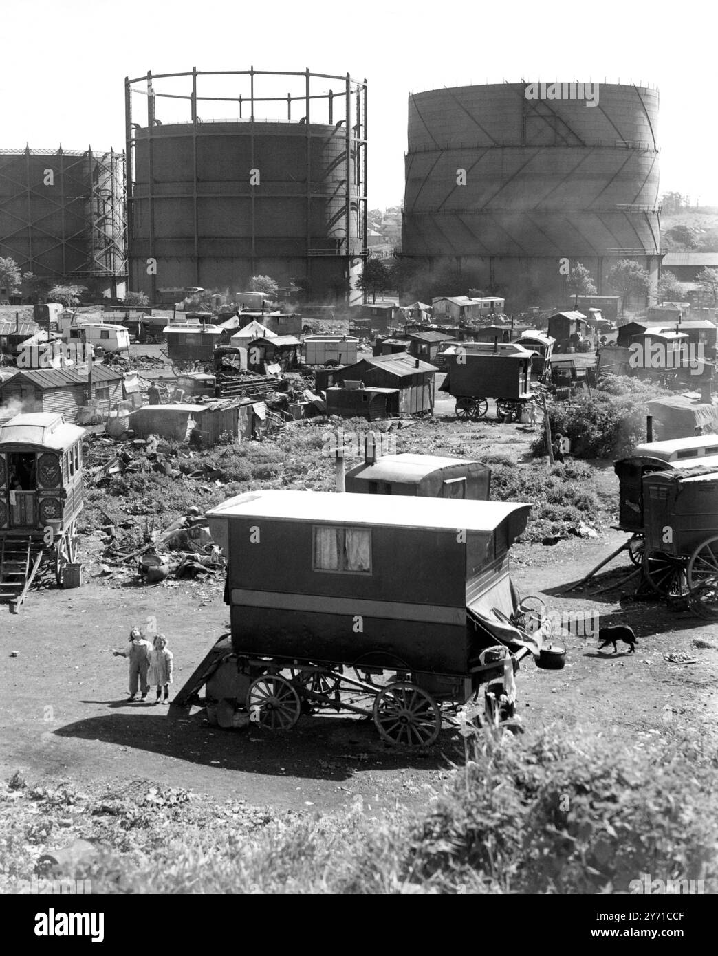 Campement des Roms à Corke's Meadow, St Mary Cray, Kent - 23 mai 1950 Banque D'Images