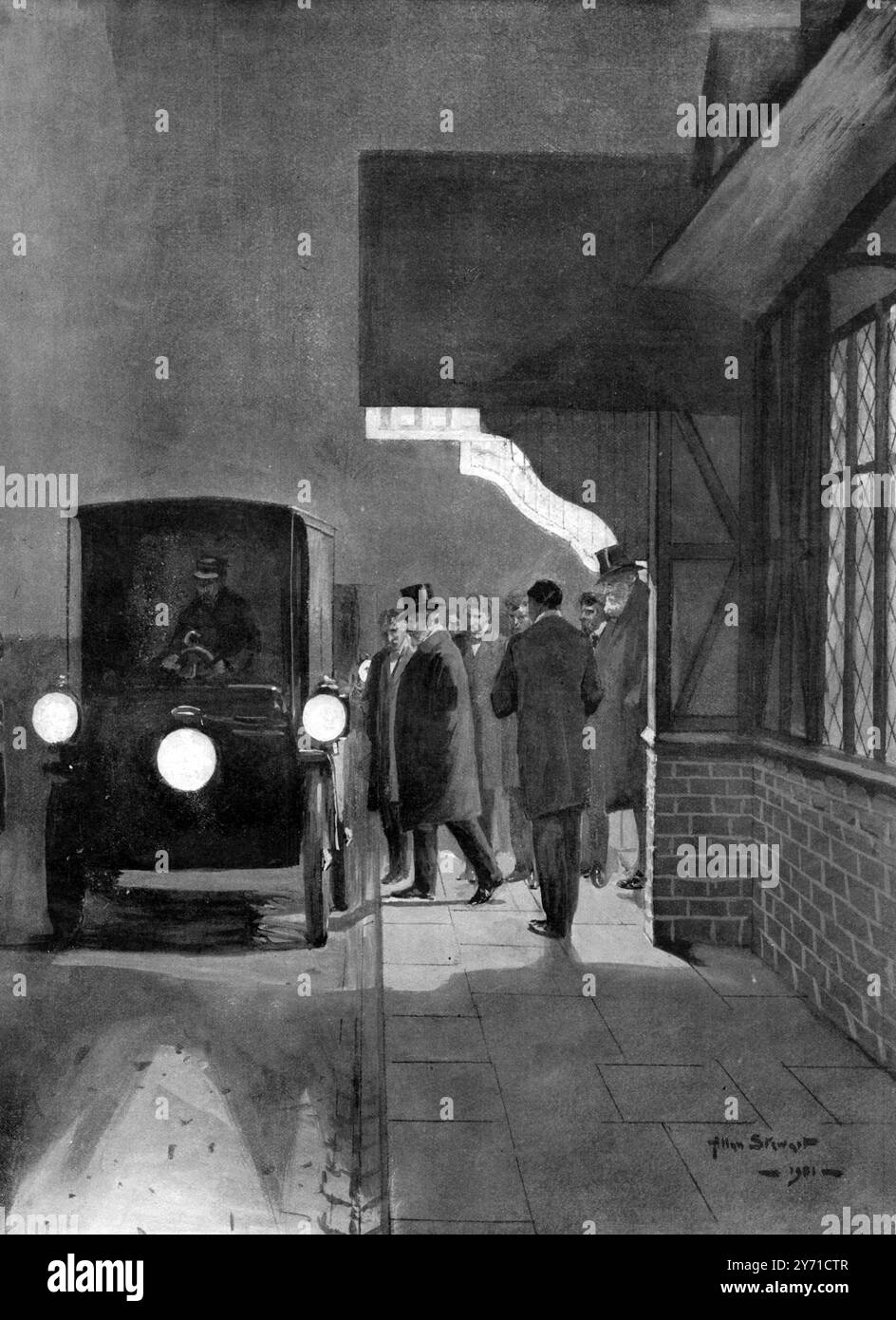 Voyage du roi Edward à Sandringham , vu ici en arrivant à Wolferton Station , le 23 novembre , sa Majesté entre dans sa voiture à moteur. Le roi était accompagné à Sandringham par Lord Salisbury et M. Brodrick. 30 novembre 1901 Banque D'Images