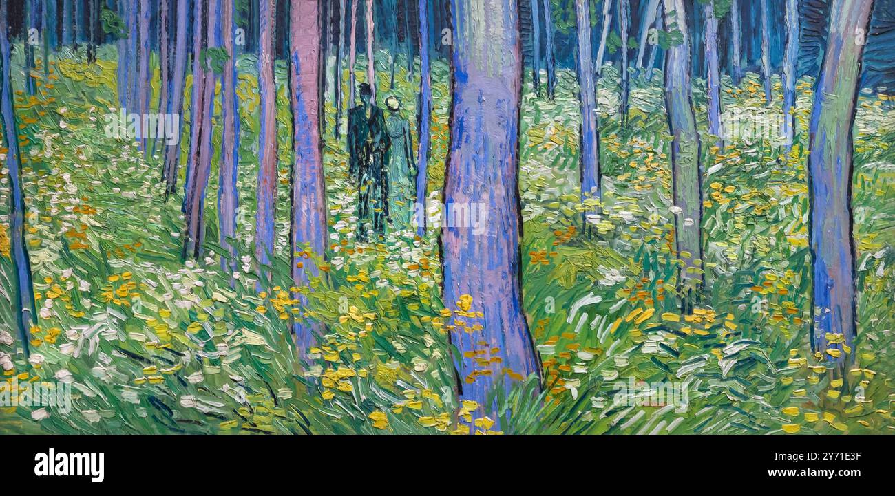 Undergrowth with two figures, Undergrowth with two people, sous-bois avec deux personnages, Vincent van Gogh, 1890, Banque D'Images