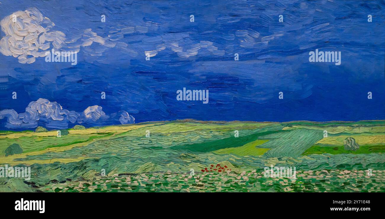 Champ de blé sous les nuages d'orage, champs de BLE sous les nuages d'orage, Vincent van Gogh, 1890, Banque D'Images