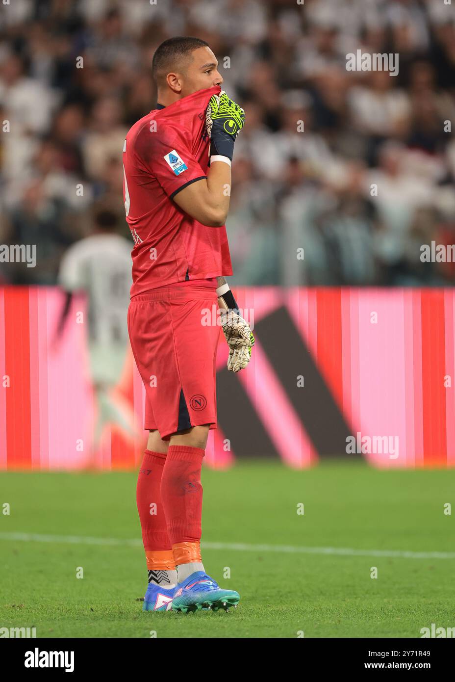 Turin, Italie. 21 septembre 2024. Elia Caprile de la SSC Napoli réagit lors du match de Serie A au stade Allianz de Turin. Le crédit photo devrait se lire : Jonathan Moscrop/Sportimage crédit : Sportimage Ltd/Alamy Live News Banque D'Images