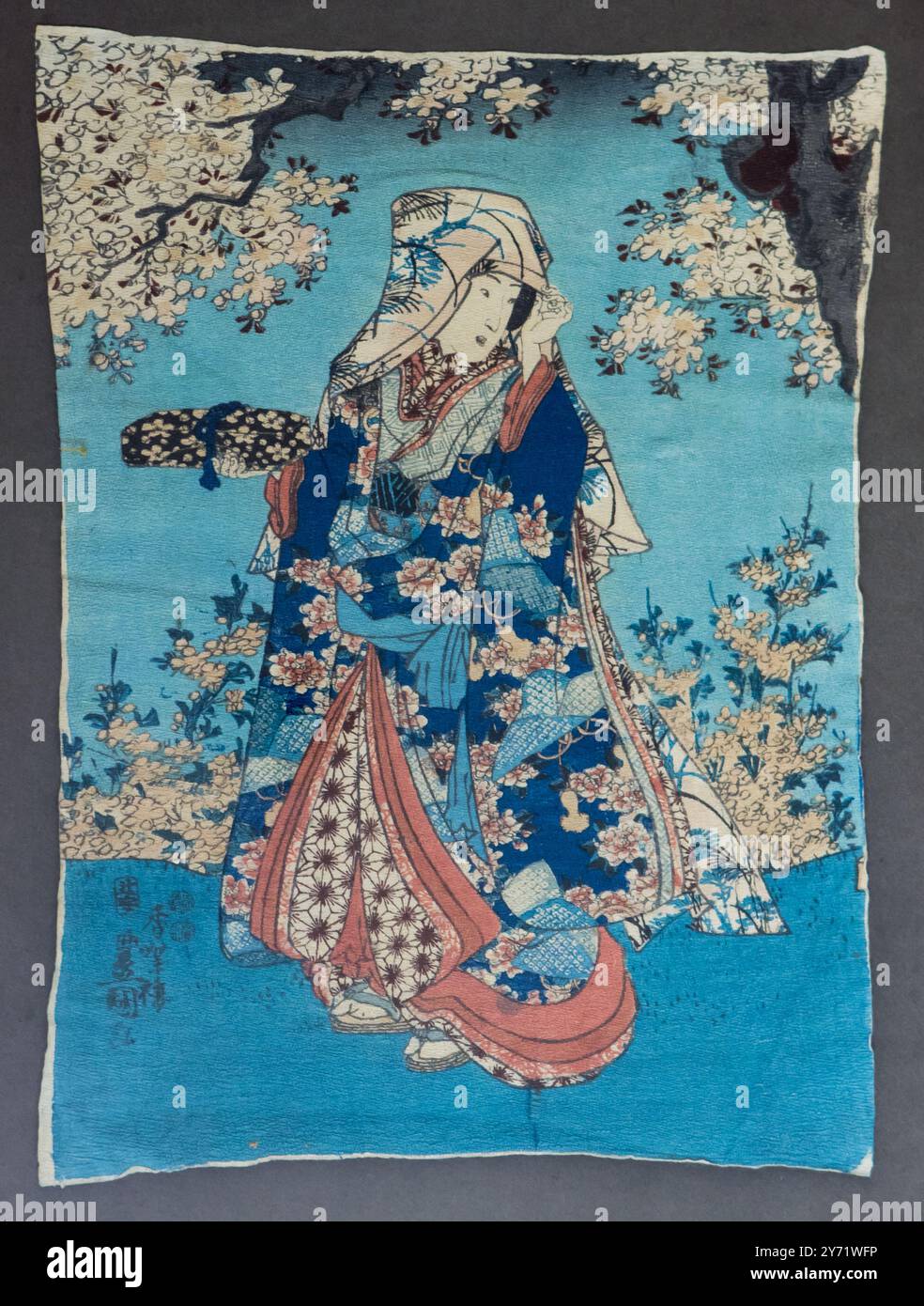 Estampe japonaise originale Ukiyo-e Woodblock de TOYOKUNI 18ème siècle Banque D'Images
